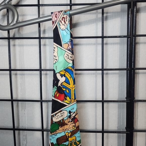 Men's Mickey Inc Disney Mickey Mouse Donald Duck Comic Book Black Multi Neck Tie - Picture 4 of 6